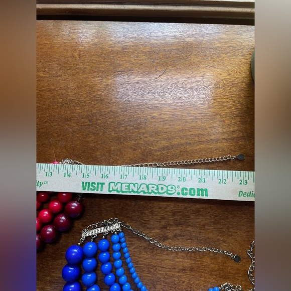 Lot of 2 Vintage Lucia Multi-strand bib Red and Blue Beaded Necklaces - Picture 7 of 7